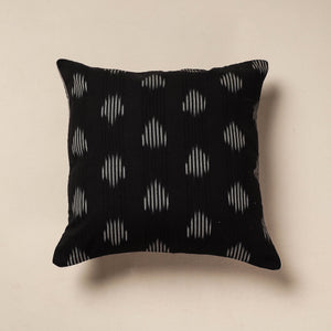Black - Pochampally Ikat Cotton Cushion Cover (16 x 16 in)