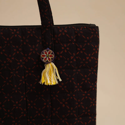 Black - Handcrafted Quilted Cotton Hand Bag 44