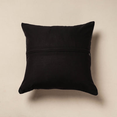 Black - Pochampally Ikat Cotton Cushion Cover (16 x 16 in)
