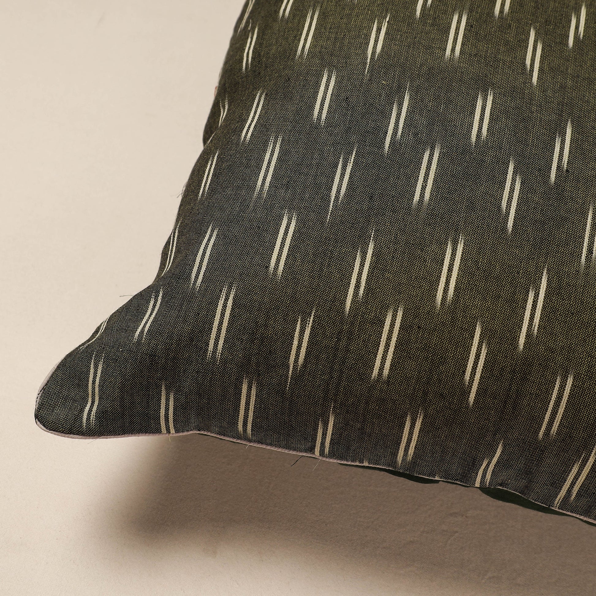 Brown - Pochampally Ikat Cotton Cushion Cover (16 x 16 in)