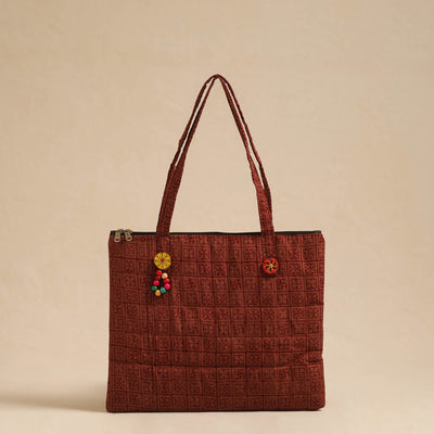 Brown - Handcrafted Quilted Cotton Hand Bag 45