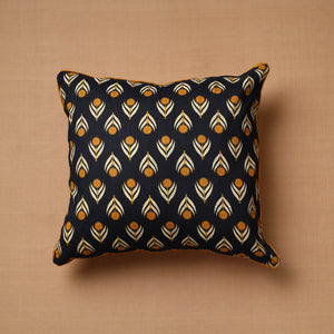 Black - Sanganeri Block Printed Cotton Cushion Cover (16 x 16 in) 01