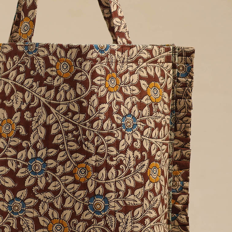 Beige - Handcrafted Cotton Frill Jhola Bag 29