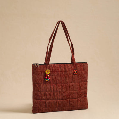 Brown - Handcrafted Quilted Cotton Hand Bag 45