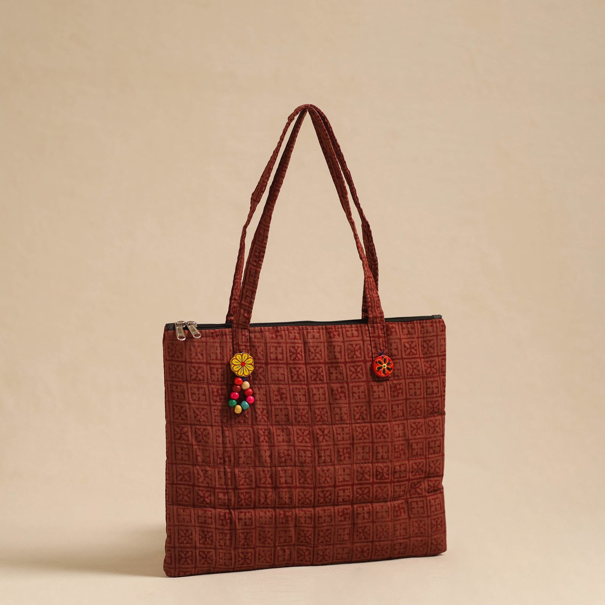 Brown - Handcrafted Quilted Cotton Hand Bag 45