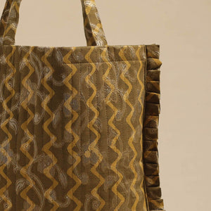 Brown - Handcrafted Cotton Frill Jhola Bag 33