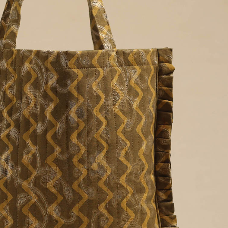 Brown - Handcrafted Cotton Frill Jhola Bag 33
