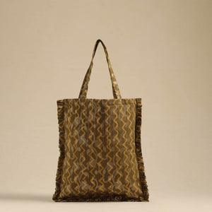 Brown - Handcrafted Cotton Frill Jhola Bag 33