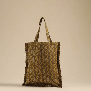 Brown - Handcrafted Cotton Frill Jhola Bag 33