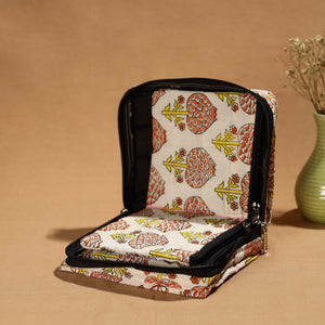 Beige - Handmade 4 Pockets Cotton Jewelry Bag 05