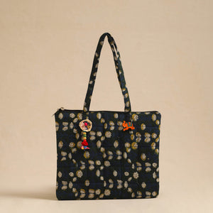 Blue - Handcrafted Quilted Cotton Hand Bag 49