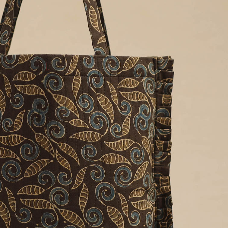 Brown - Handcrafted Cotton Frill Jhola Bag 39