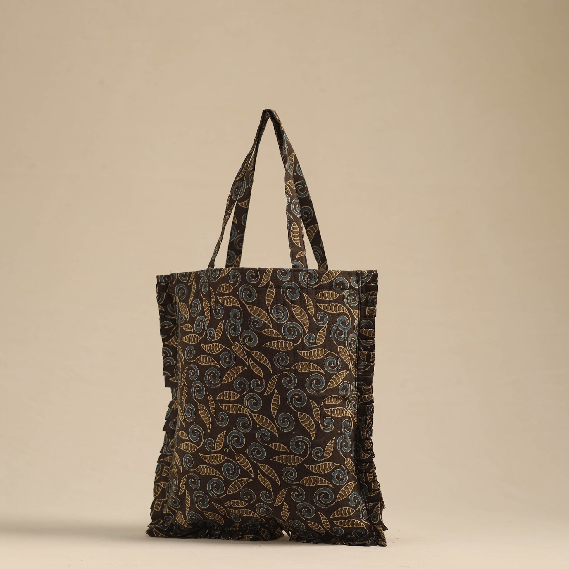Brown - Handcrafted Cotton Frill Jhola Bag 39