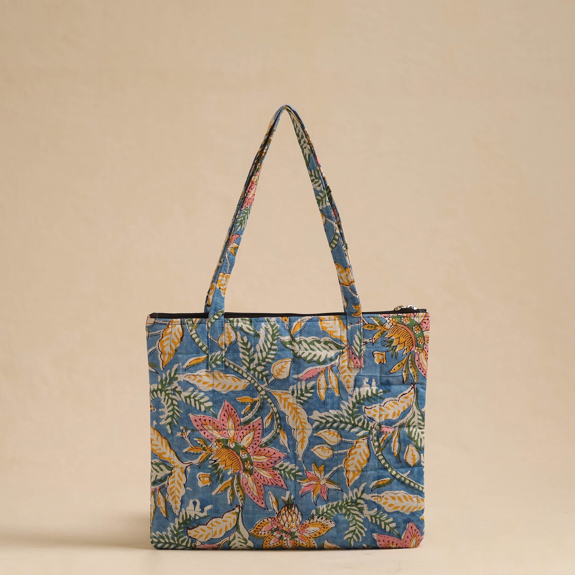 Blue - Handcrafted Quilted Cotton Hand Bag 54