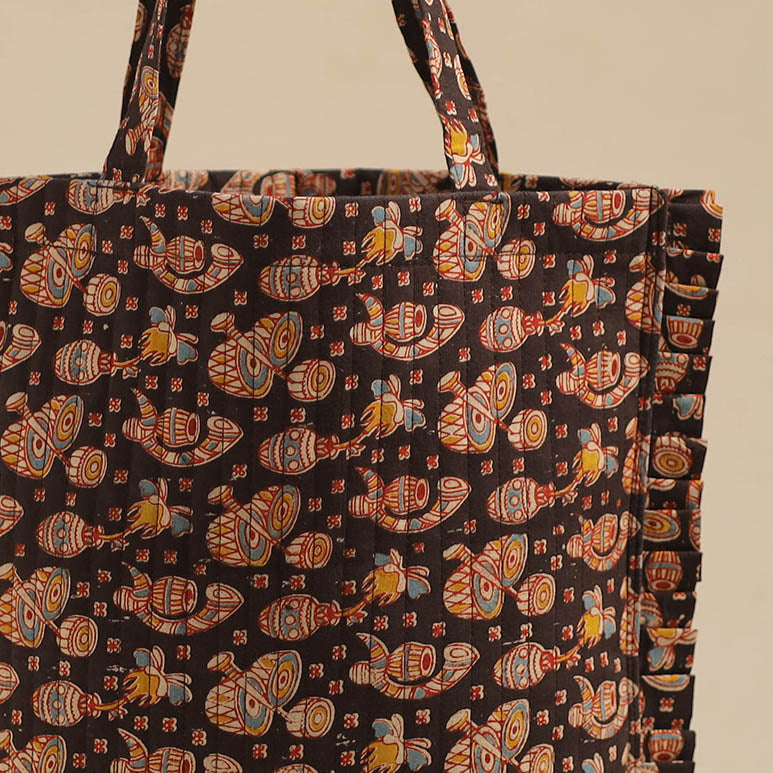 Brown - Handcrafted Cotton Frill Jhola Bag 47