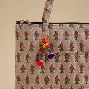 Beige - Handcrafted Quilted Cotton Hand Bag 56