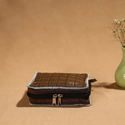 Brown - Handmade 4 Pockets Cotton Jewelry Bag 27