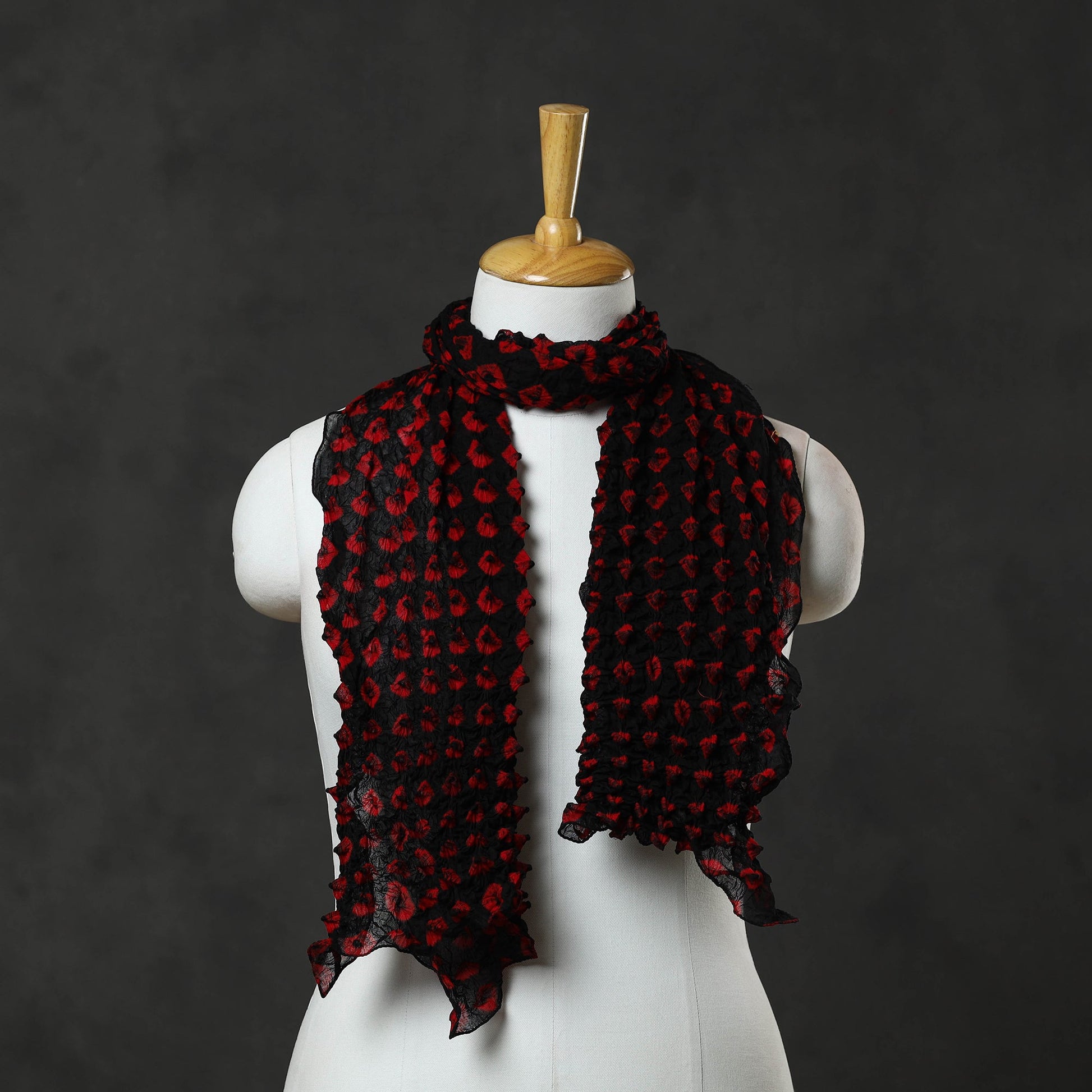 Black - Kutch Tie-Dye Cotton Bandhani Stole 15