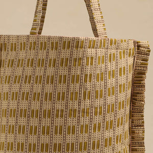 Beige - Handcrafted Cotton Frill Jhola Bag 73