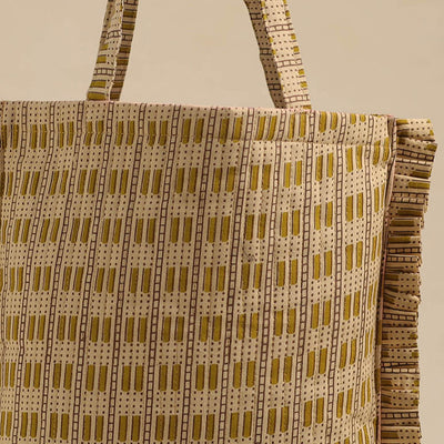 Beige - Handcrafted Cotton Frill Jhola Bag 73