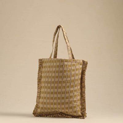 Beige - Handcrafted Cotton Frill Jhola Bag 73