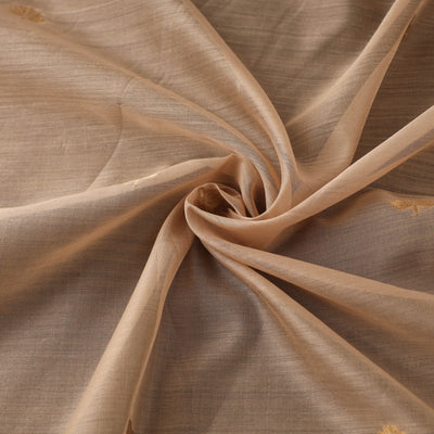 Beige - Handloom Silk Cotton Leaf Zari Buta Chanderi Fabric 01