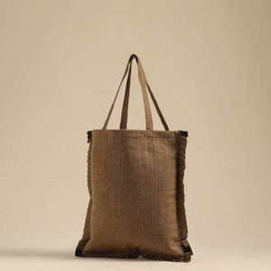 Brown - Handcrafted Cotton Frill Jhola Bag 78