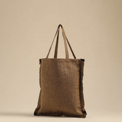 Brown - Handcrafted Cotton Frill Jhola Bag 78