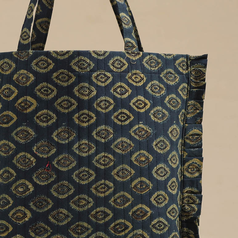 Blue - Handcrafted Cotton Frill Jhola Bag 19