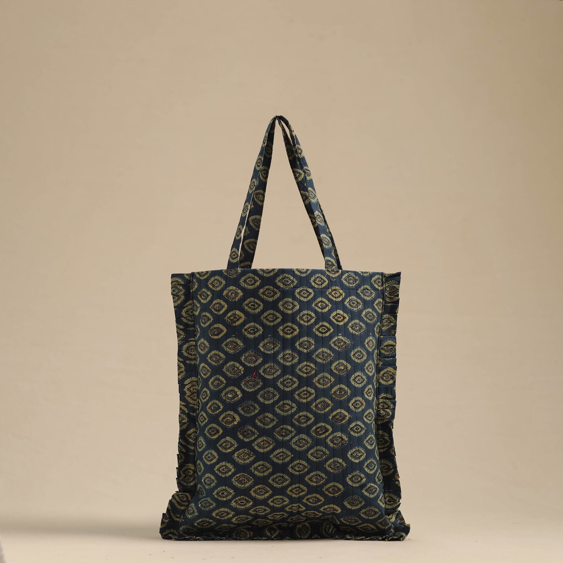 Blue - Handcrafted Cotton Frill Jhola Bag 19