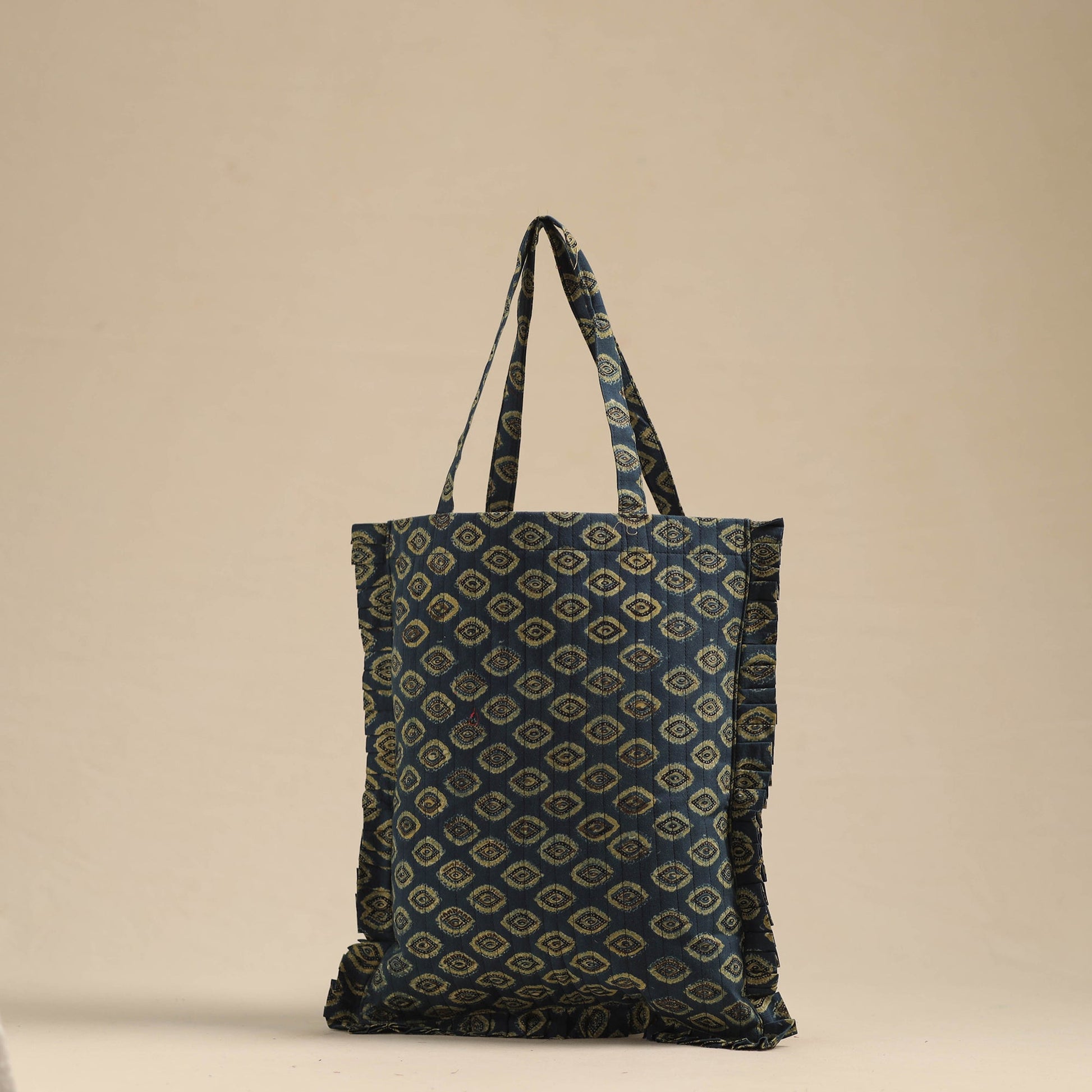 Blue - Handcrafted Cotton Frill Jhola Bag 19