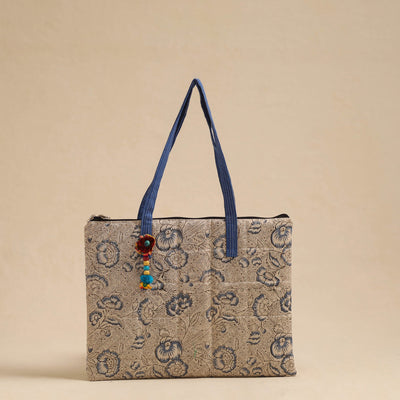 Beige - Handcrafted Quilted Cotton Hand Bag 74