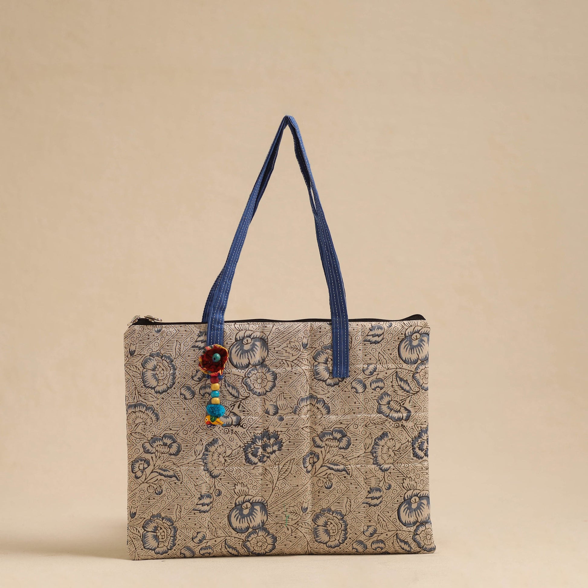 Beige - Handcrafted Quilted Cotton Hand Bag 74