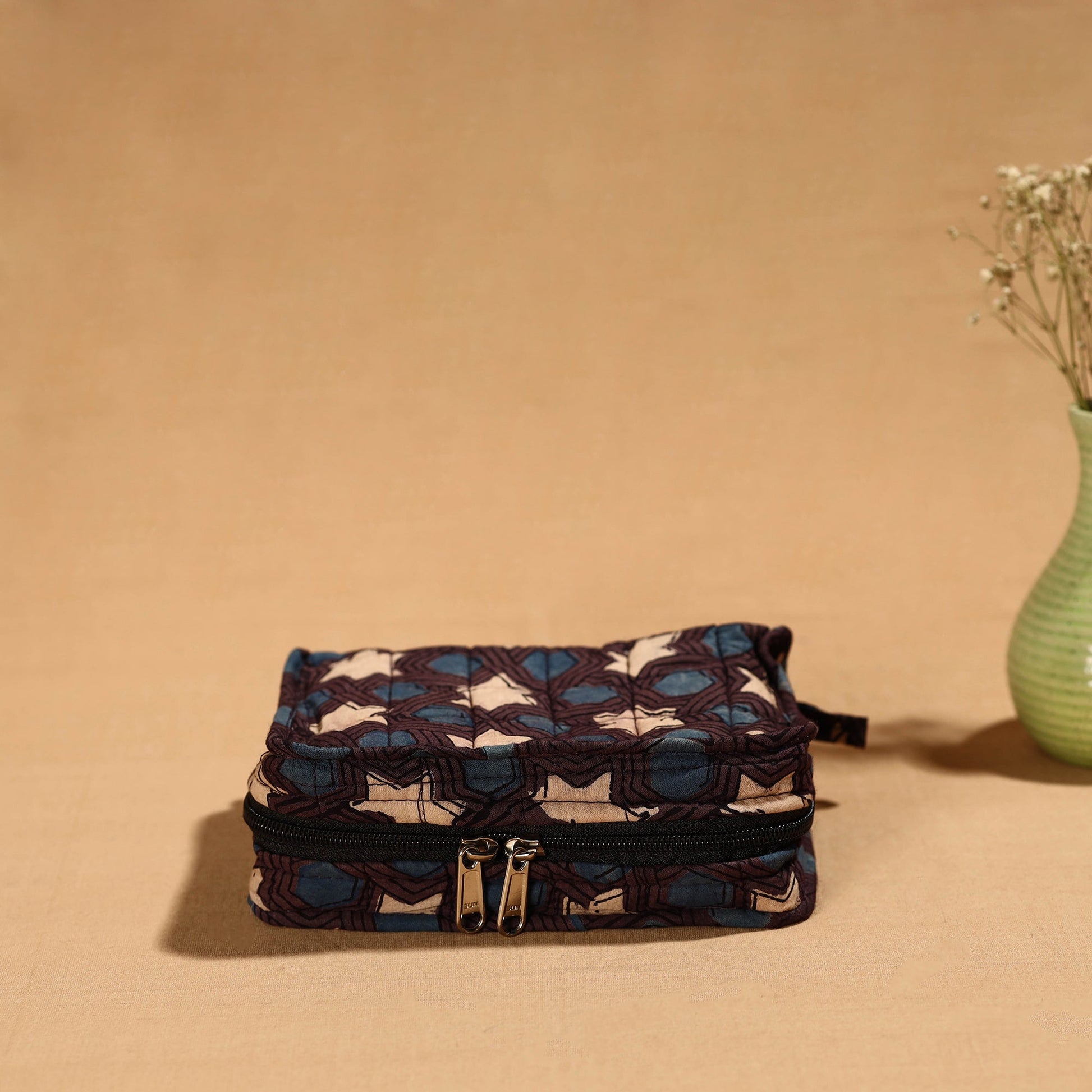 Brown - Handmade 4 Pockets Cotton Jewelry Bag 41
