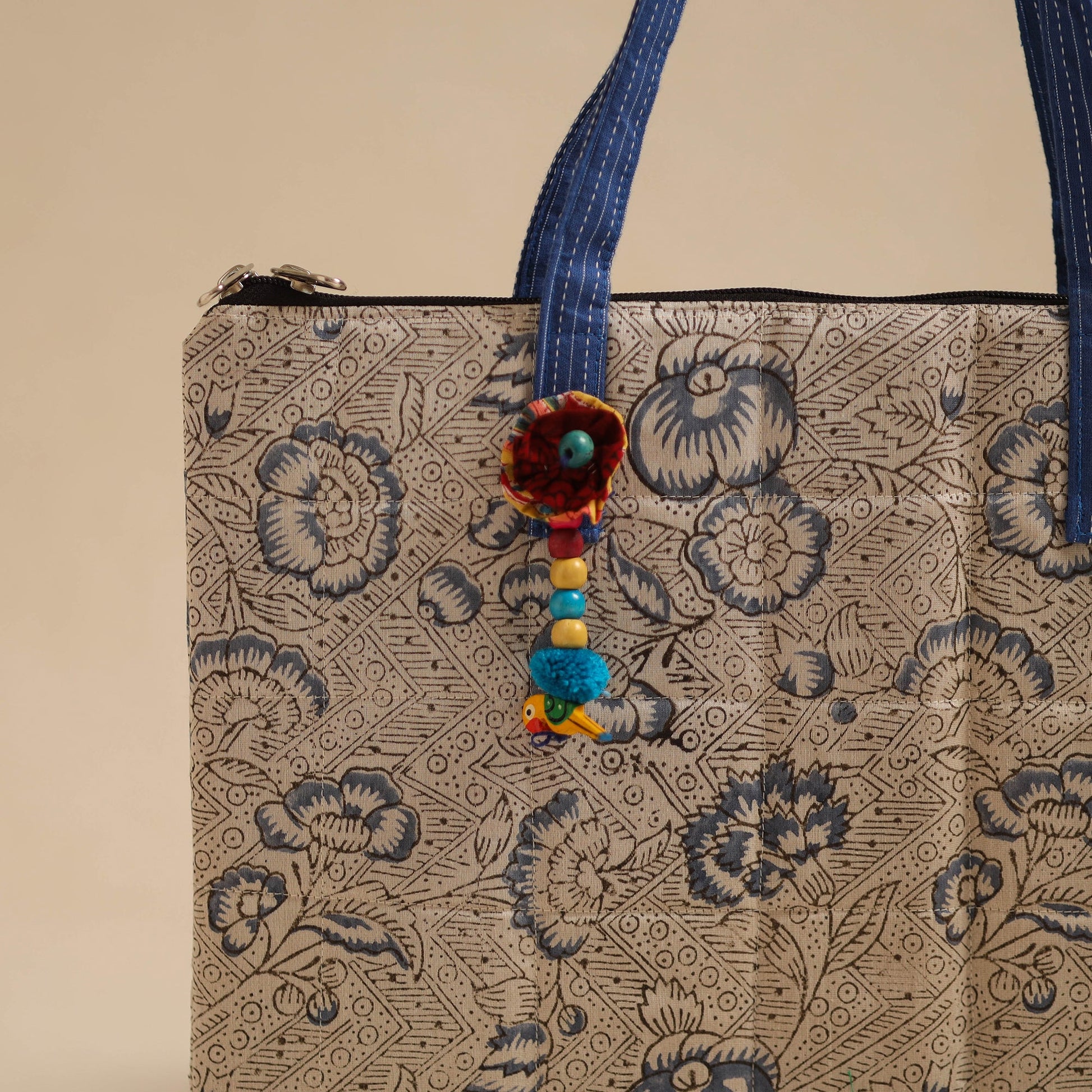 Beige - Handcrafted Quilted Cotton Hand Bag 74