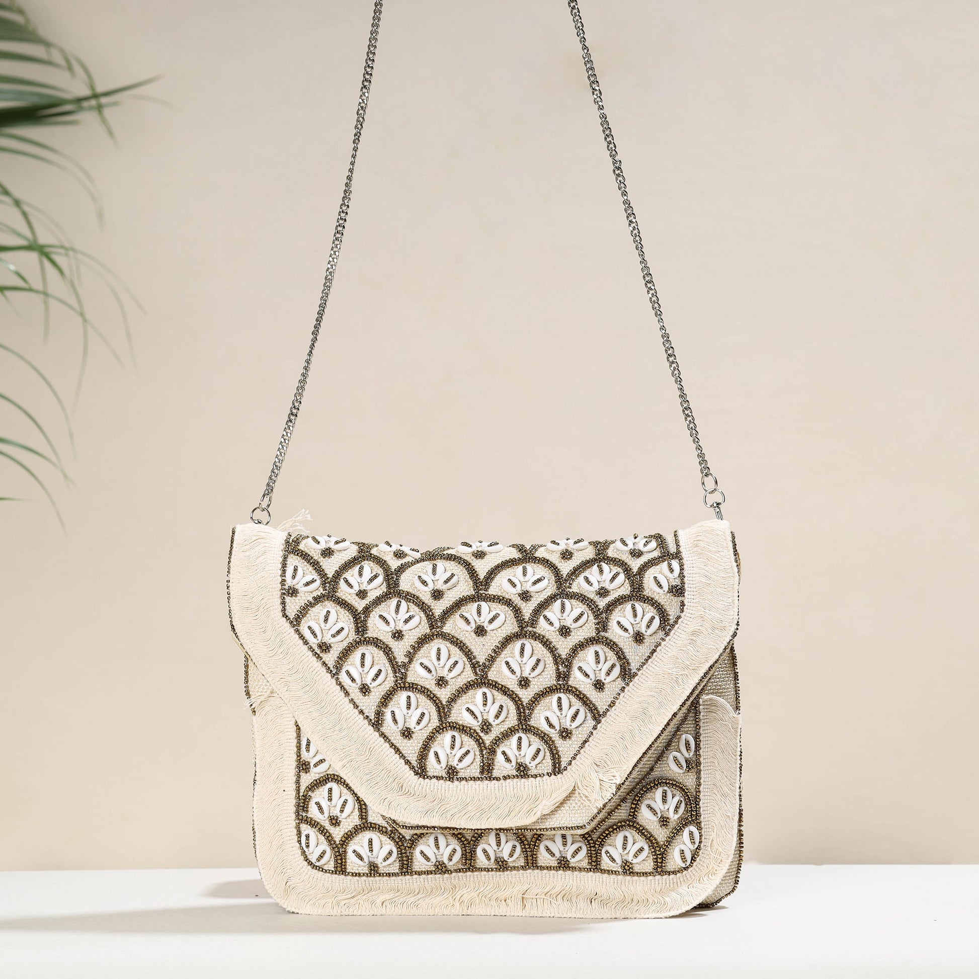 Beige - Banjara Boho Ethnic Embellished Handcrafted Sling Bag