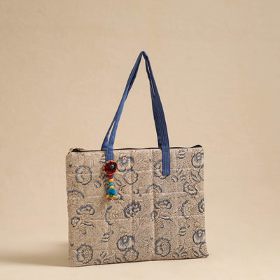 Beige - Handcrafted Quilted Cotton Hand Bag 74