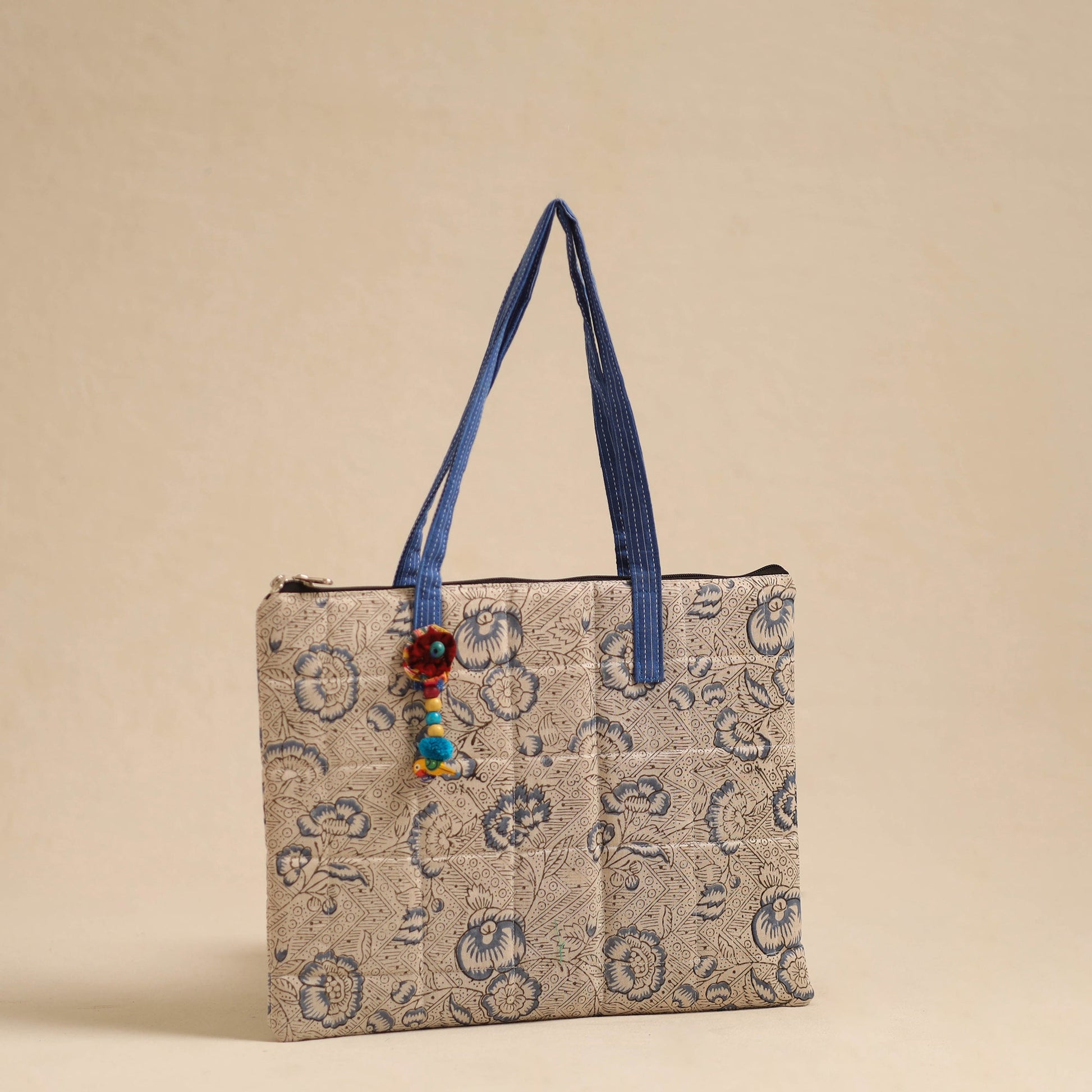 Beige - Handcrafted Quilted Cotton Hand Bag 74