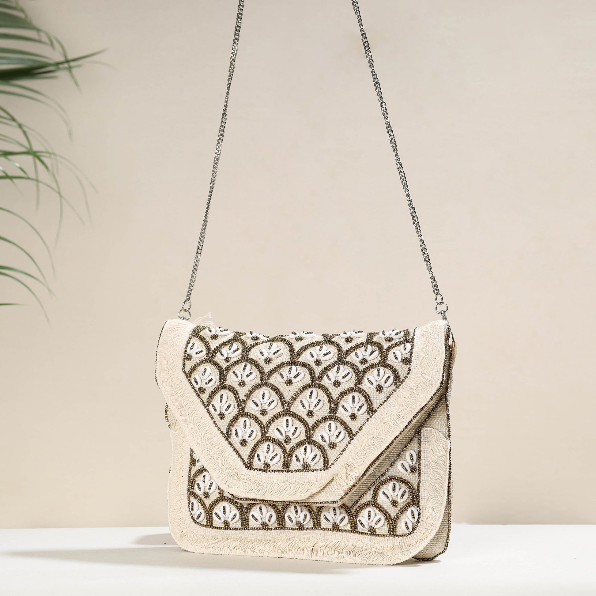 Beige - Banjara Boho Ethnic Embellished Handcrafted Sling Bag