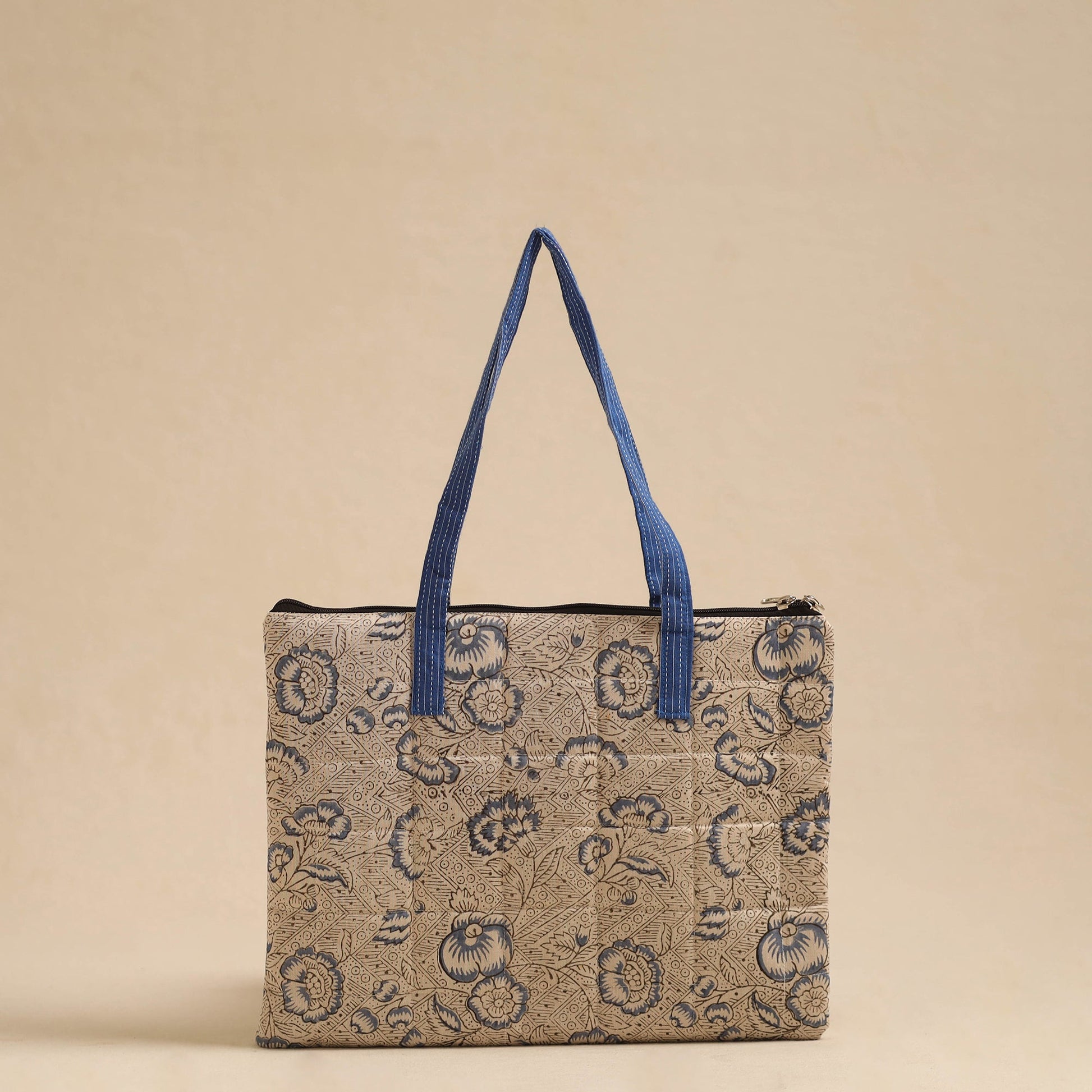 Beige - Handcrafted Quilted Cotton Hand Bag 74