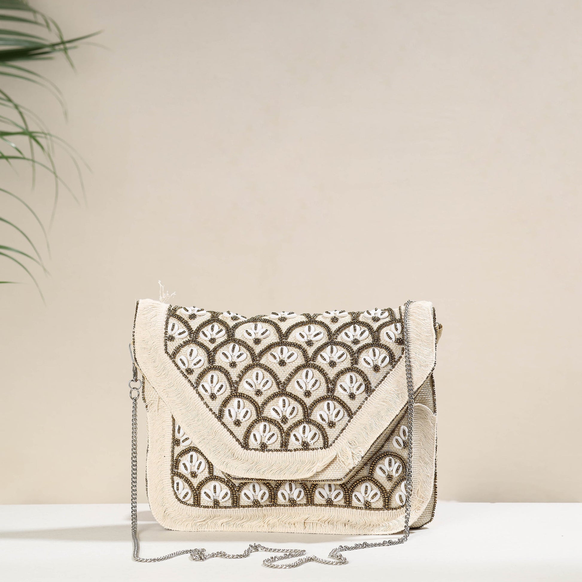 Beige - Banjara Boho Ethnic Embellished Handcrafted Sling Bag