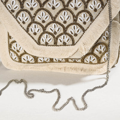 Beige - Banjara Boho Ethnic Embellished Handcrafted Sling Bag