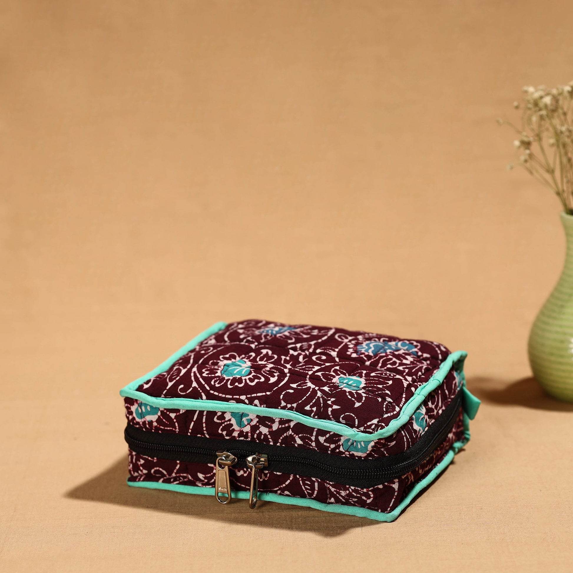 Brown - Handmade 4 Pockets Cotton Jewelry Bag 43
