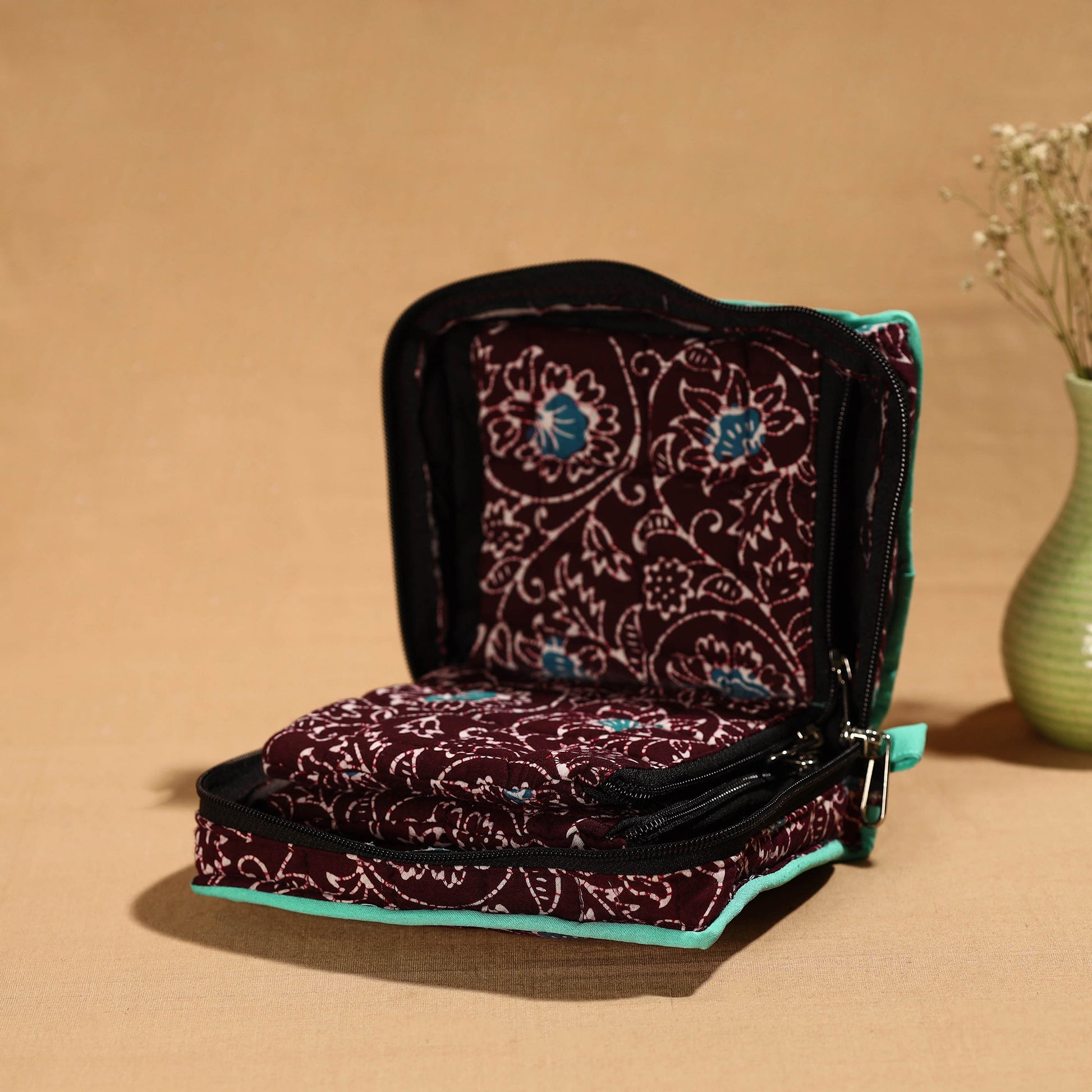 Brown - Handmade 4 Pockets Cotton Jewelry Bag 43