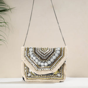 Beige - Banjara Boho Ethnic Embellished Handcrafted Sling Bag