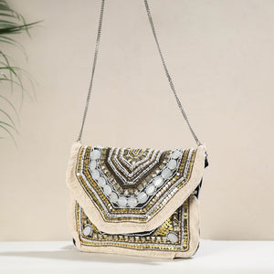 Beige - Banjara Boho Ethnic Embellished Handcrafted Sling Bag