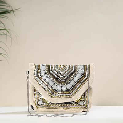 Beige - Banjara Boho Ethnic Embellished Handcrafted Sling Bag