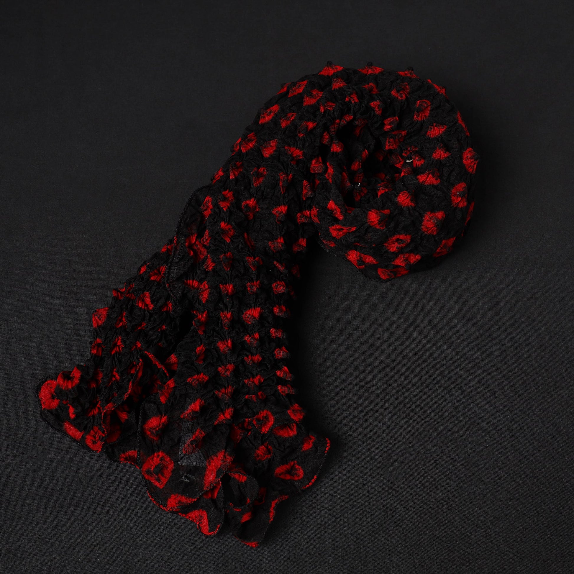 Black - Kutch Tie-Dye Cotton Bandhani Stole 15