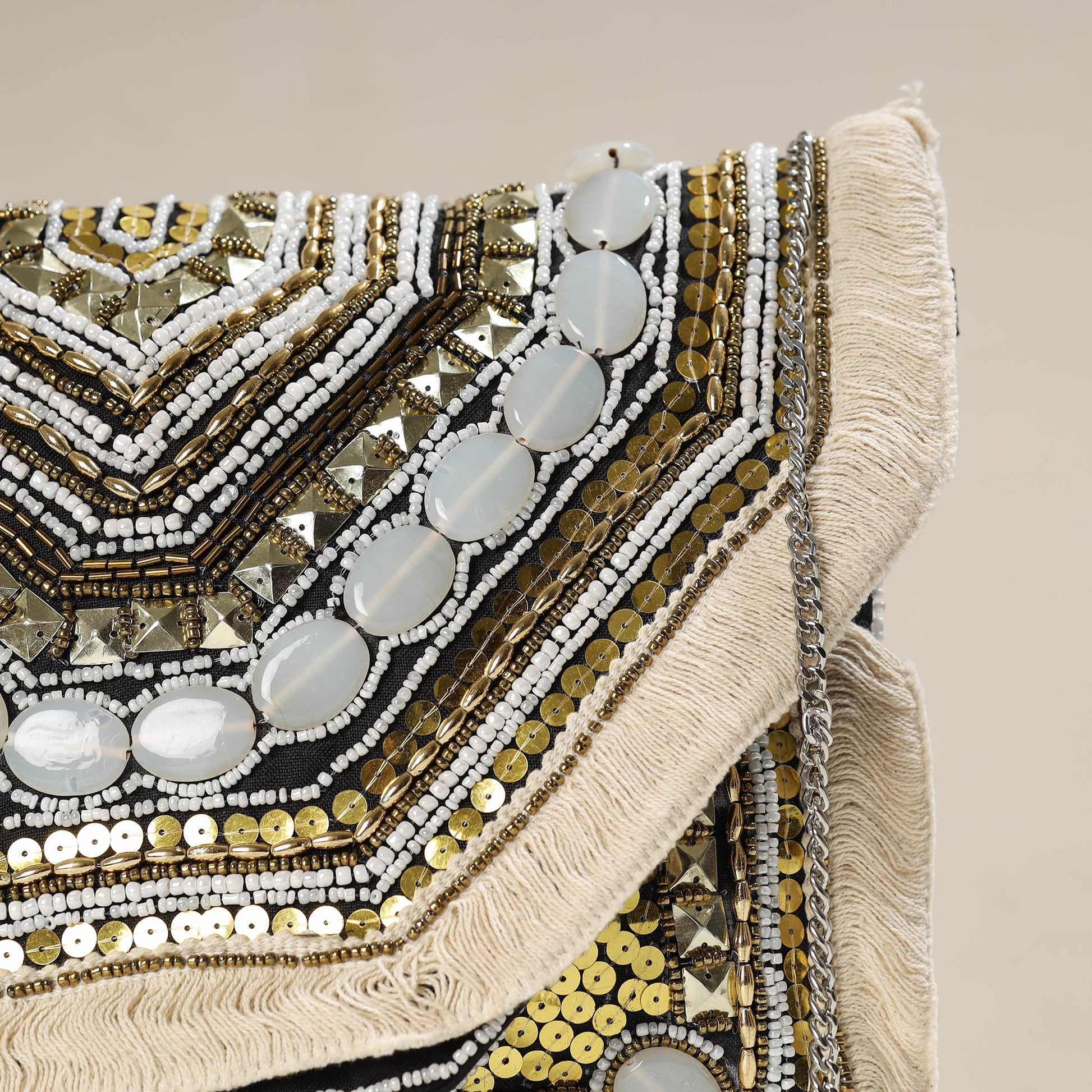Beige - Banjara Boho Ethnic Embellished Handcrafted Sling Bag