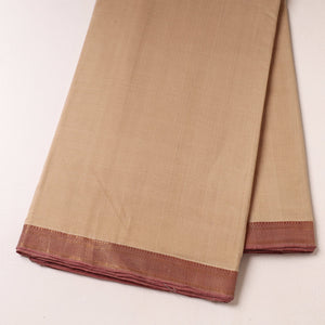 Beige - Original Mangalagiri Handloom Cotton Zari Border Fabric